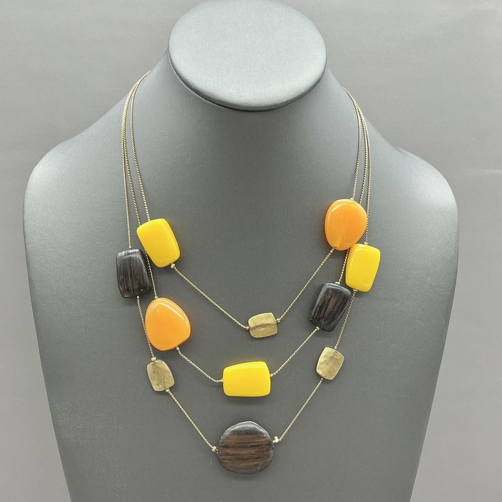 Kenneth Cole Necklace‎ Layered Beaded Multicolor Resin Gold Tone Bold Statement